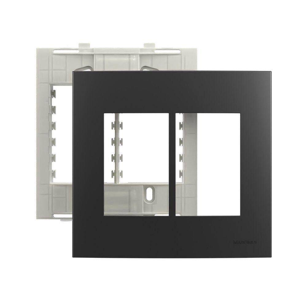 Placa Com Suporte Margirius Sleek Colors 4x4 Para 6 Módulos Horizontais Grafite