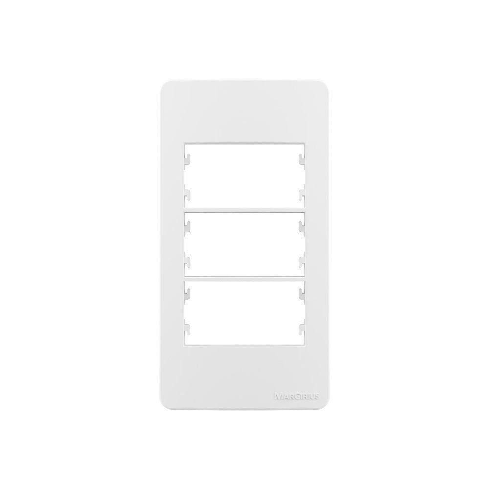 Placa Para Condulete Com Suporte Margirius Sleek Caixa 1 Para 3 Módulos Branca