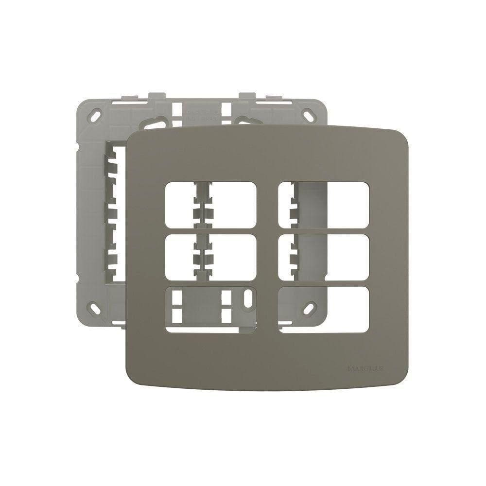 Placa Com Suporte Margirius B3 Colors 4x4 Para 6 Módulos Horizontais Argila