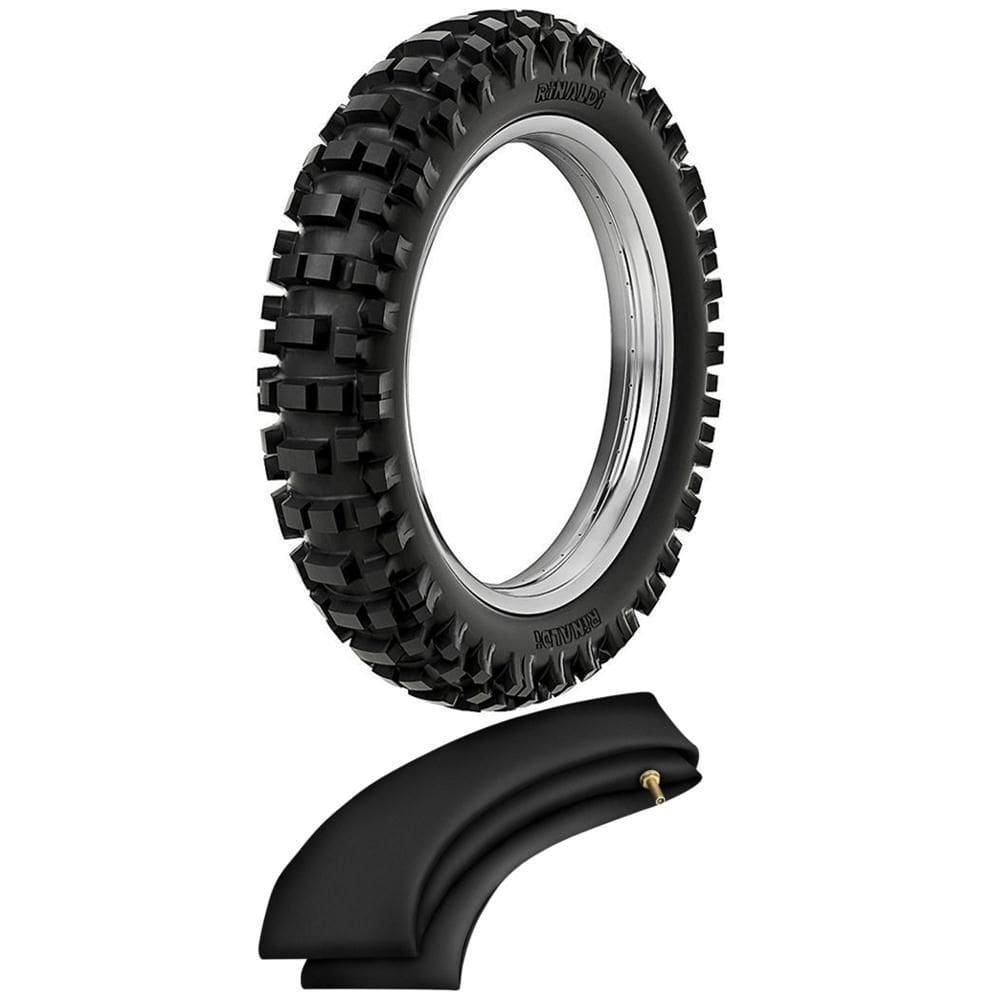 Kit Pneu Trilha Mini Moto 50cc 80/100-12 41m Dianteiro Rmx35 Rinaldi + Camara