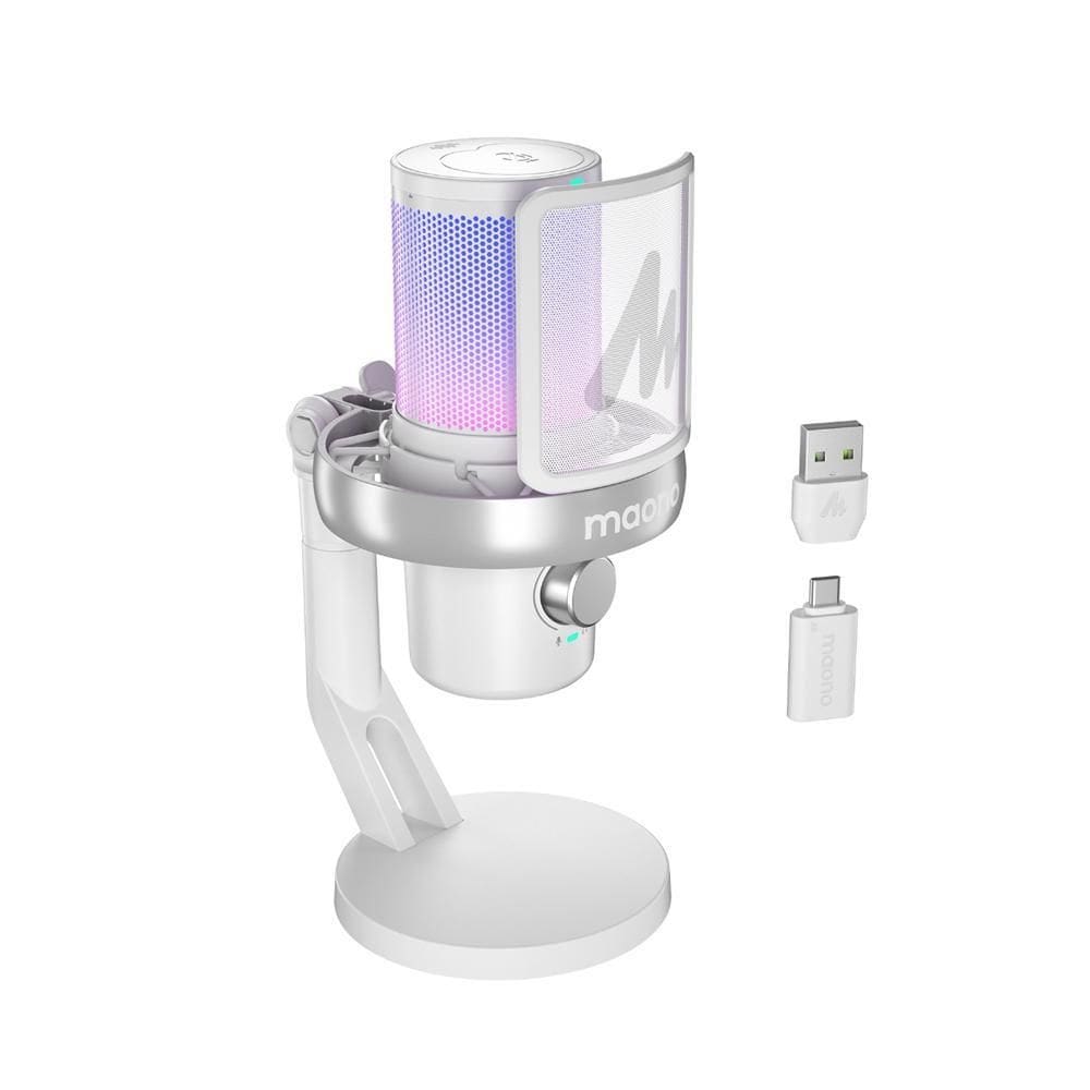 Microfone Wireless Gamer Maono Dm40 Pro Com Ai Rgb Branco