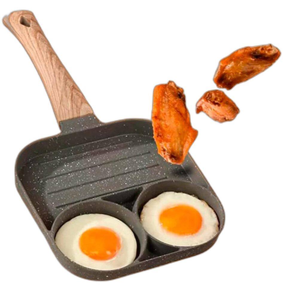 Frigideira Antiaderente 3 Em 1 Para Hambúrguer Ovo E Carne