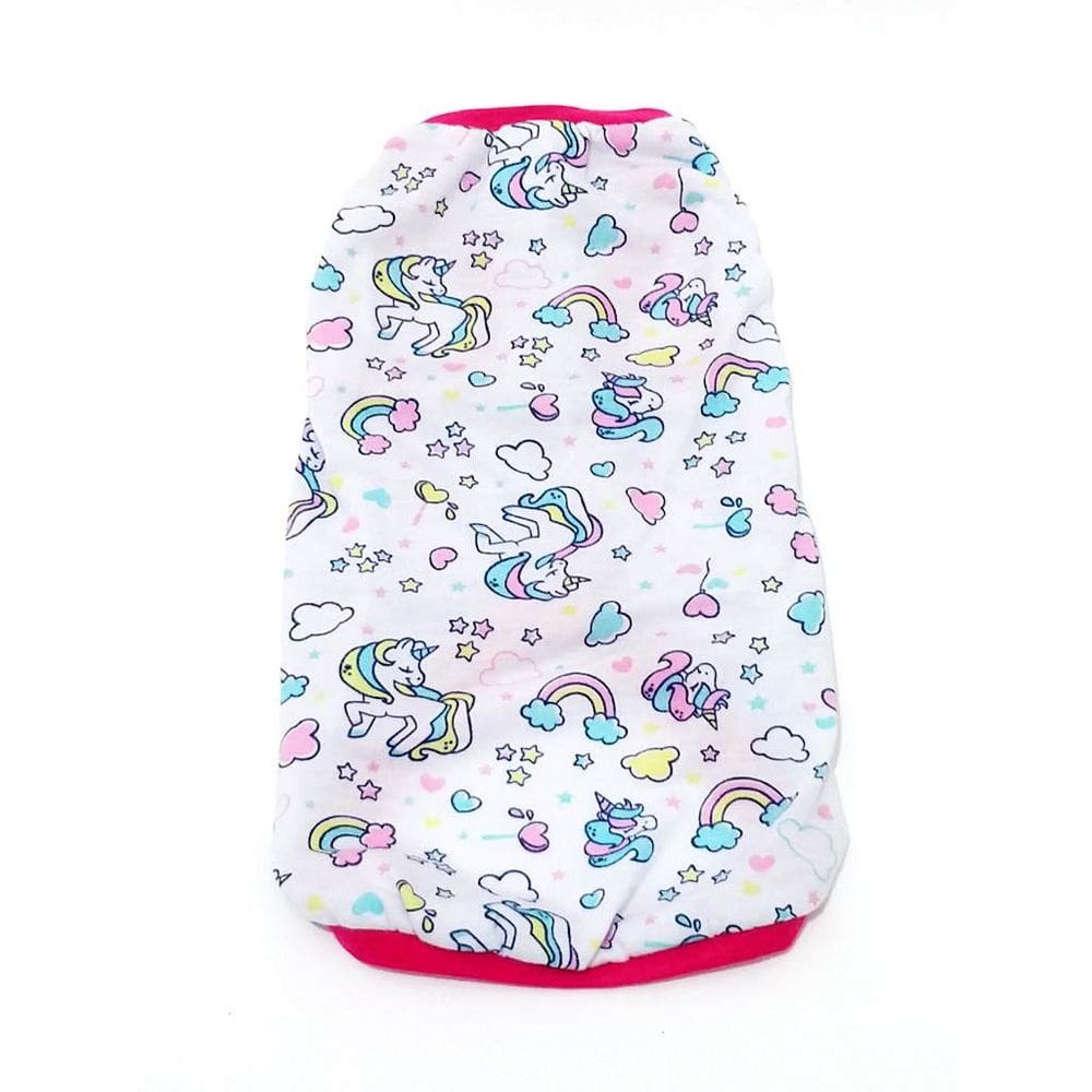 Pijama para cachorro Estampa Unicórnio branca Tamanho GG