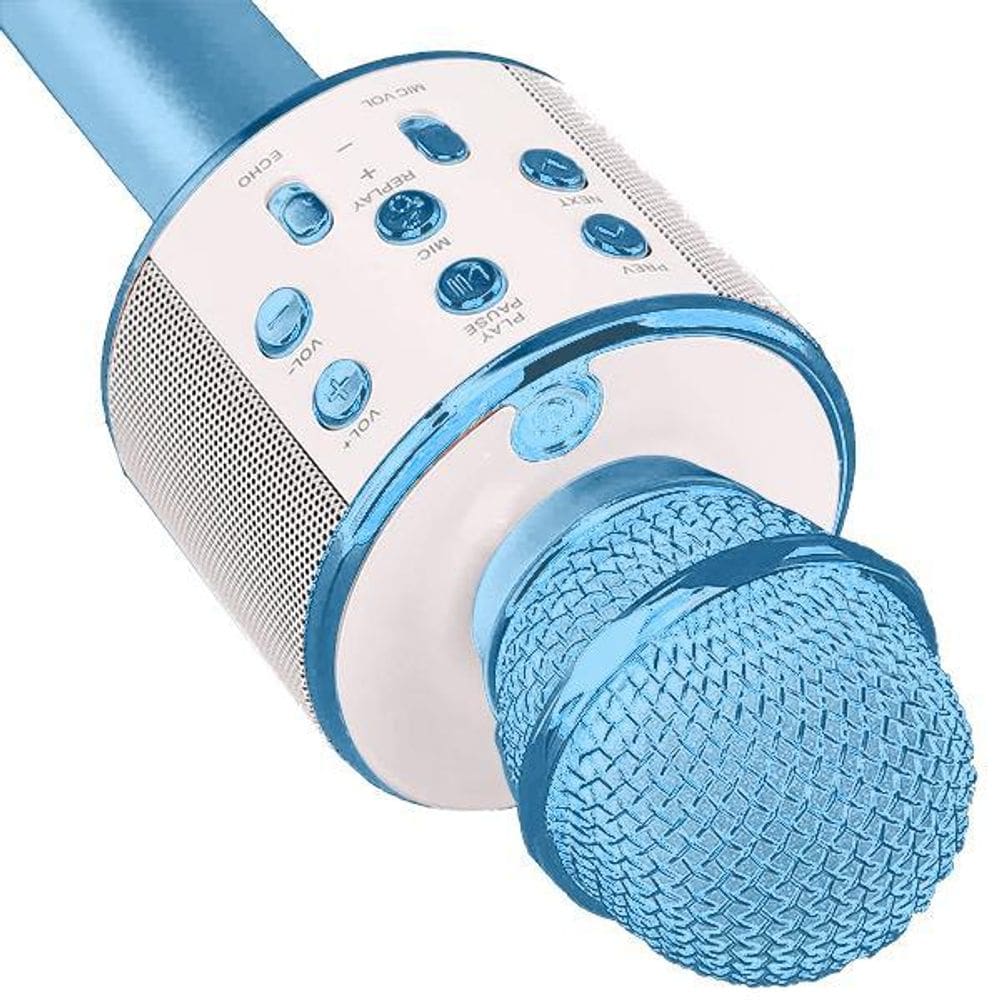 Microfone Bluetooth Wster Ws-858 Alto-Falante Karaokê - Azul