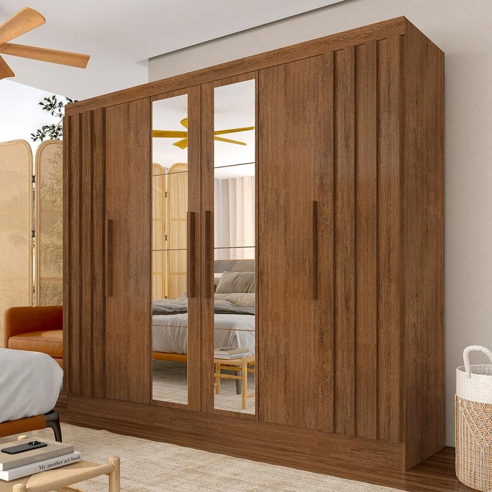 Roupeiro Casal 6 Pts Ripado Com Espelho Camille Freijó - M.a