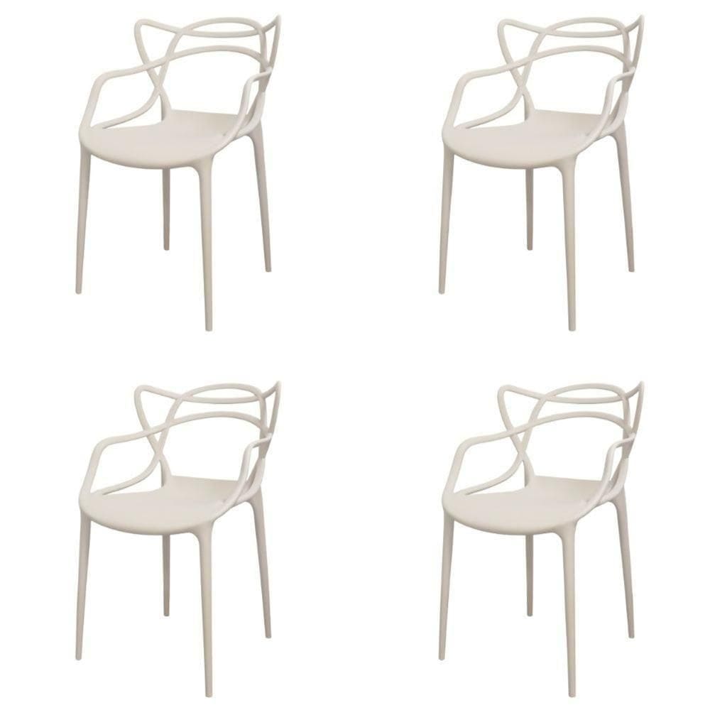 Kit 4 Cadeiras Empilhável Inmetro Aviv Master Allegra Fratini Polipropileno Fendi Suporta 182kg