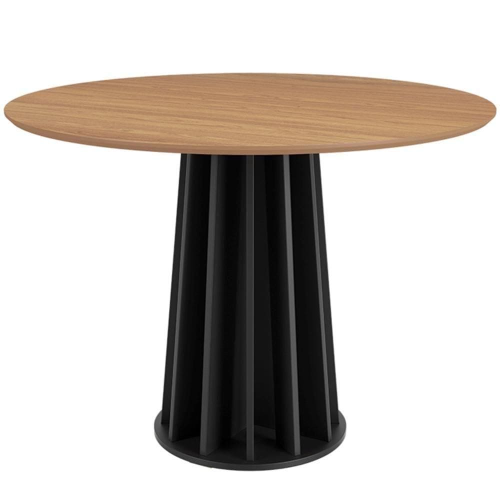 Mesa De Jantar Redonda Pés Ripado Orgânico 105cm Ceci D03 Freijó Preto Fosco - Lyam Decor