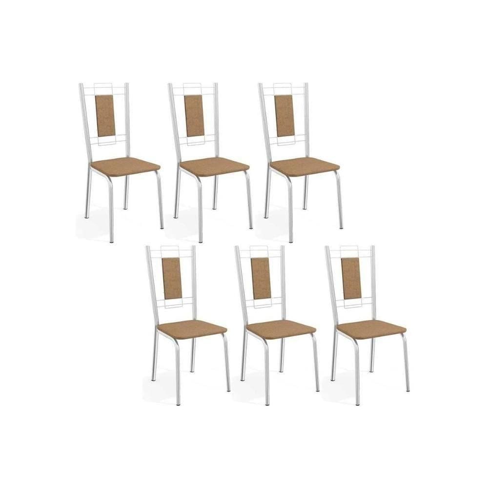Cadeira Sala De Jantar Florença 2c005 Aço Kit 6 Uni Cromada-capuccino - Kappesberg