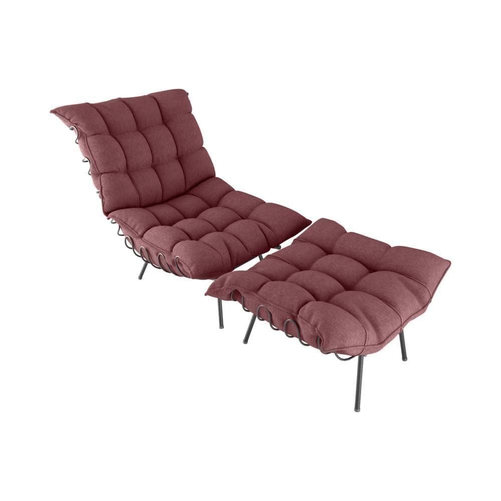 Poltrona Costela Com Puff Amalia Velluto Genebra Matrix Genebra