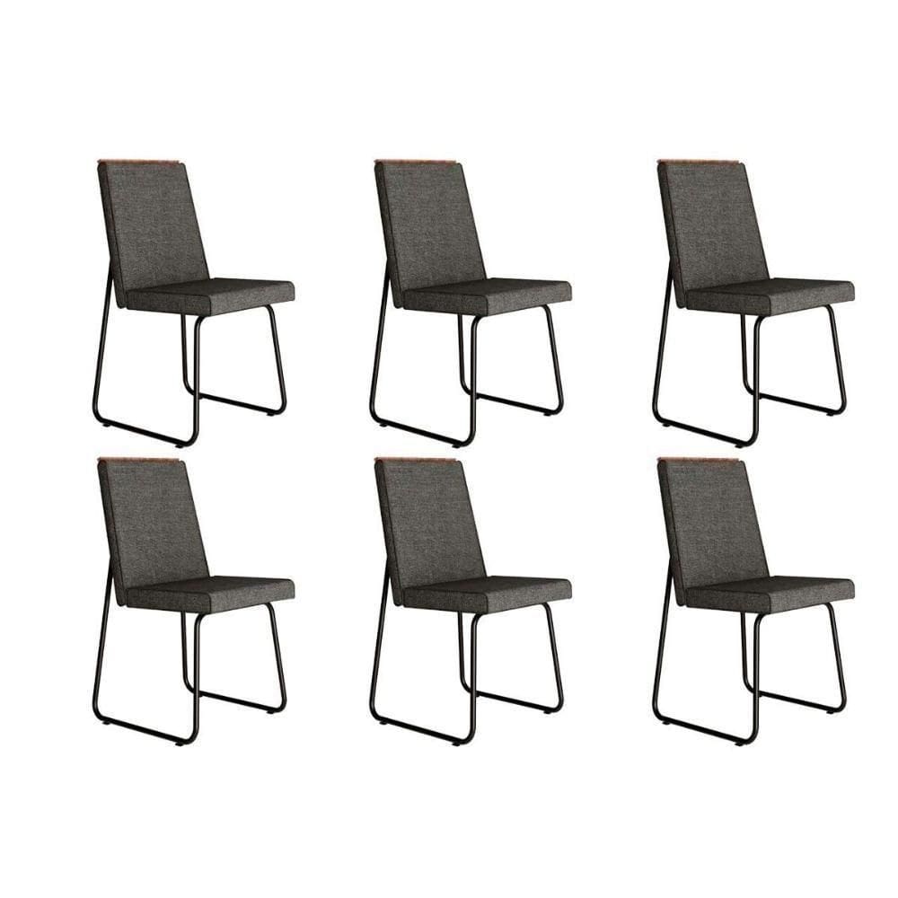 Kit 6 Cadeiras Sala Jantar Lira 1752 6 Uni Pretografite Preto Carraro