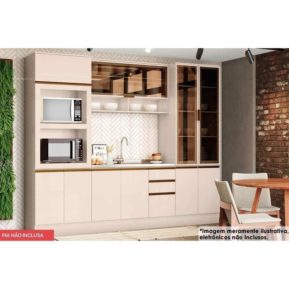 Cozinha Modulada Connect 6 Peças 1 Aéreo + Balcão + 2 Paneleiros + 2 Complementos C5p71 Off White2 Aéreos + 1 Balcão + 1 Complemento