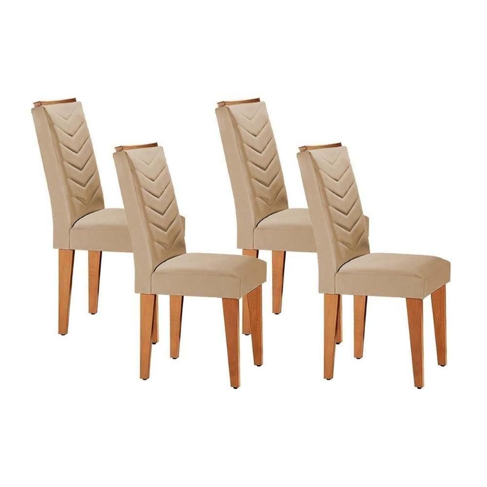 Kit 4 Cadeiras Sala Jantar Londrina 4 Un Capuccino Linho Bege Turim Rufato