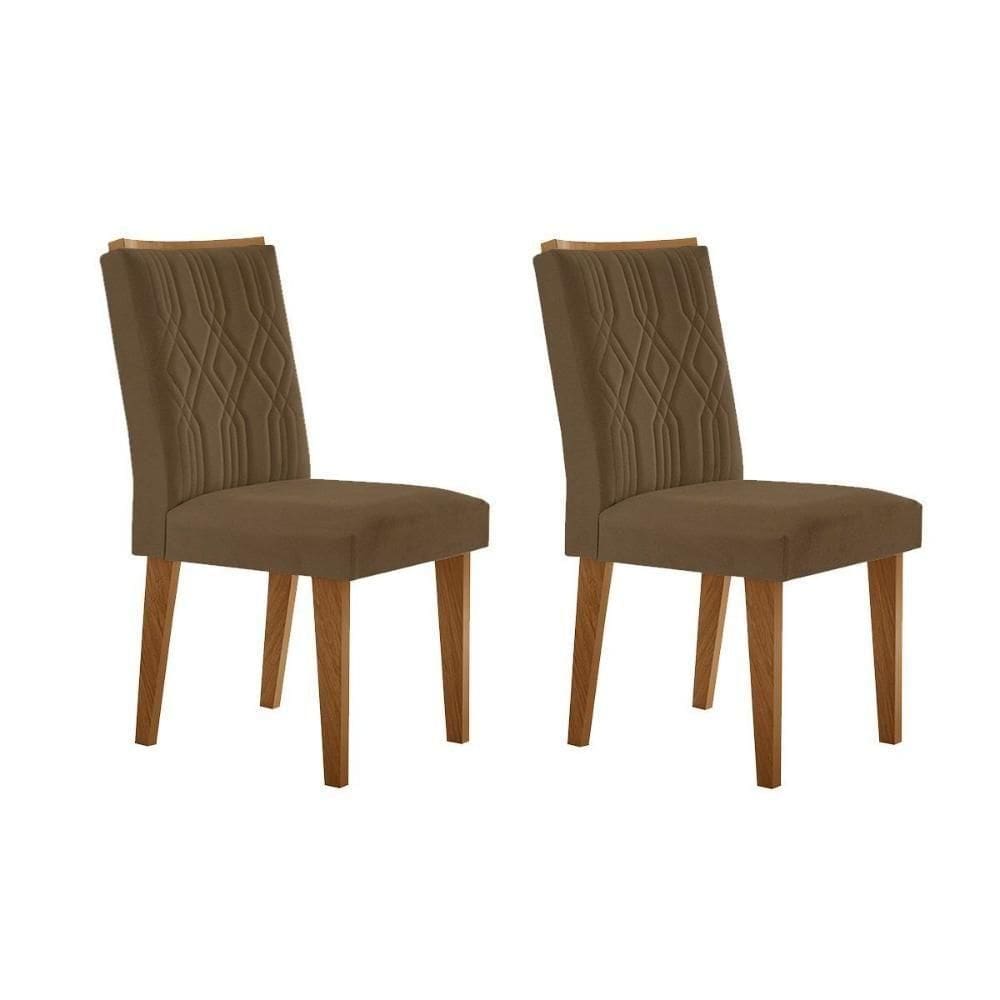 Cadeira Sala De Jantar Alegra Madeira Kit 2 Un Imbuia - Veludo Capuccino - Rufato