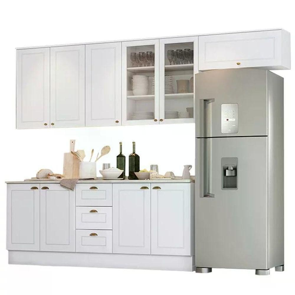 Cozinha Completa Americana 7 Peças Branco - Móveis Henn Branco