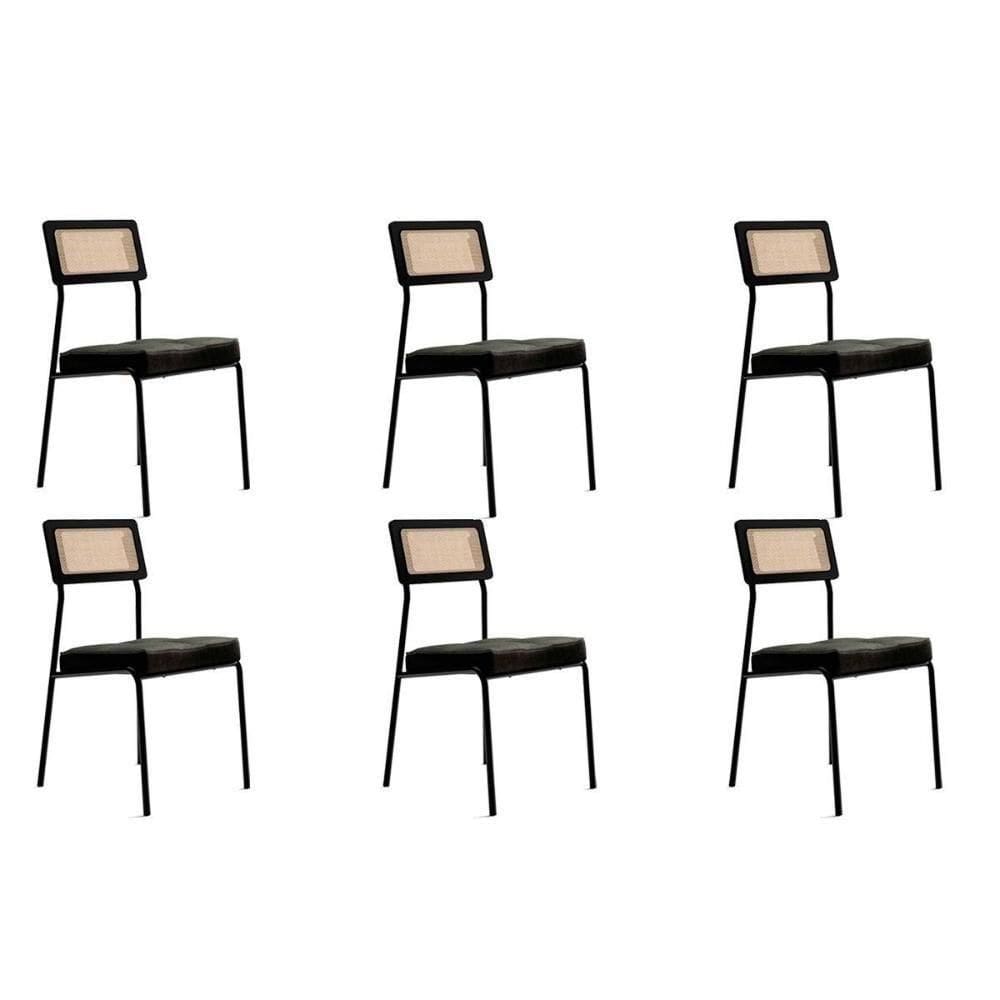 Cadeira Sala De Jantar 1741 Kit 6 Uni Preto-grafite - Preto - Carraro