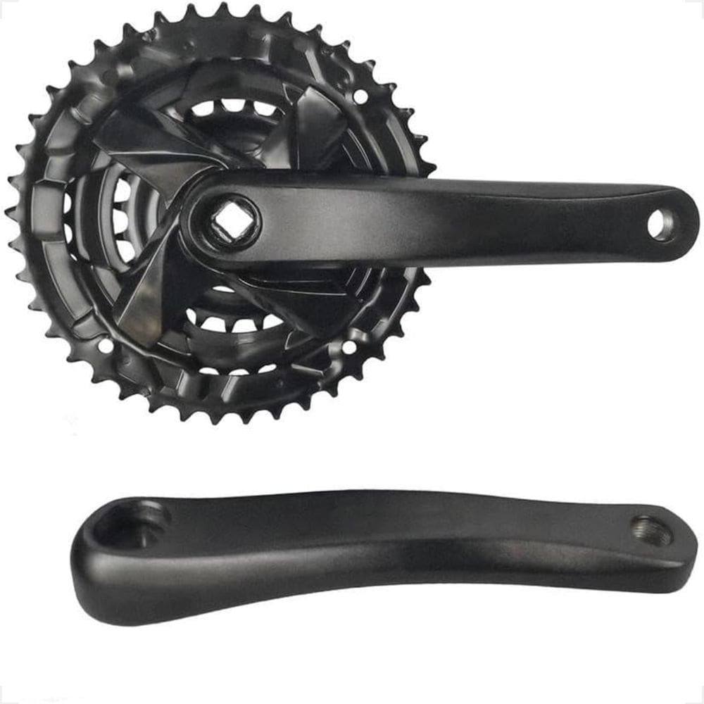 Pedivela Bike Triplo Pe de vela Ponta Quadrada 170mm 24 34 42 Dentes Aço Preto Resistente