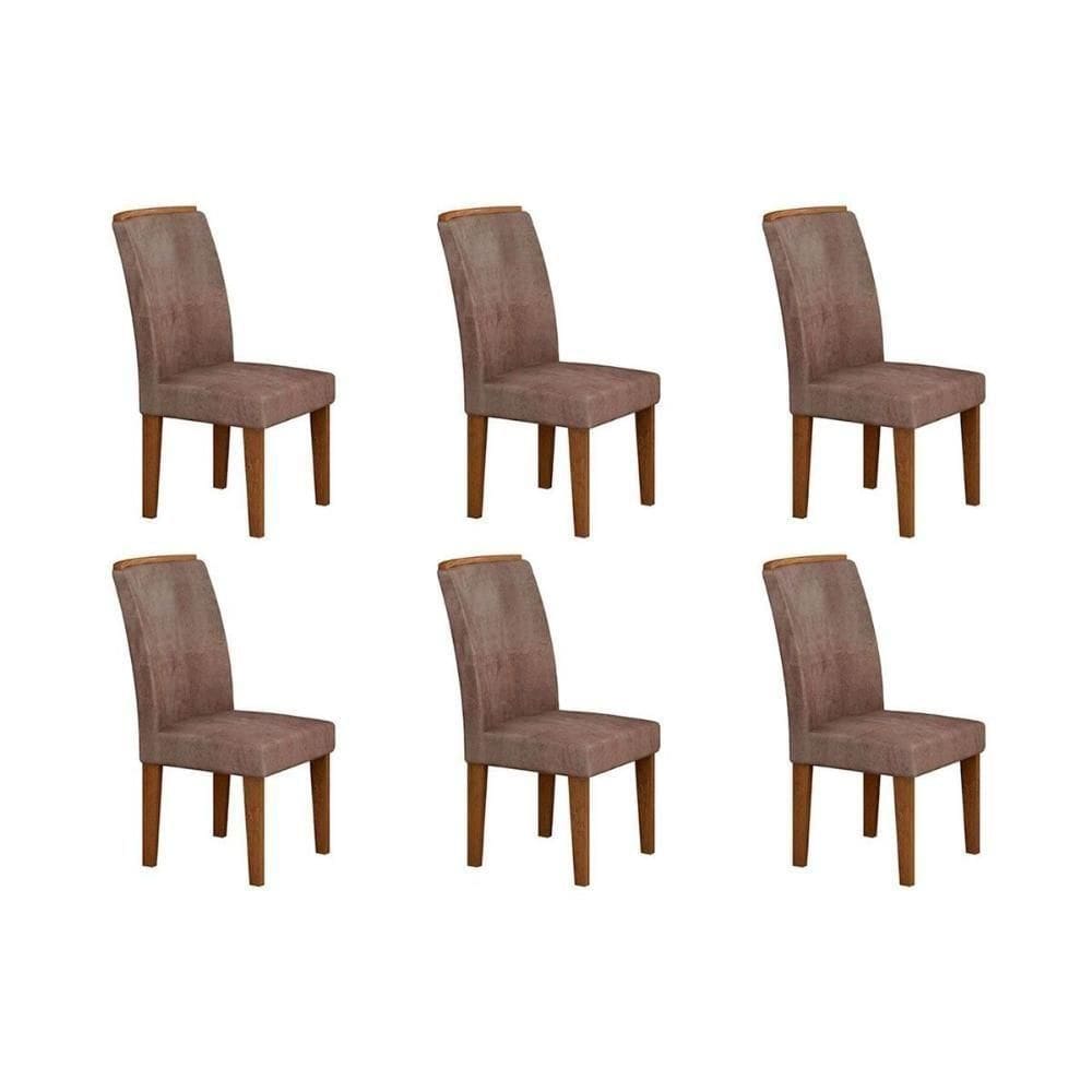 Kit 6 Cadeiras De Cozinha Lunara 6 Un Imbuia Suede Capuccino Rufato