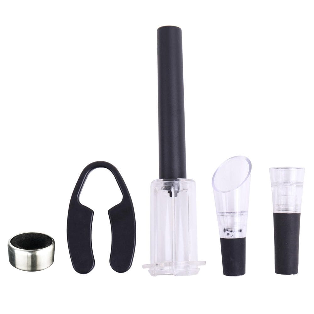 Acessórios Para Vinho Kit 5Pç Saca Rolhas Cortador De Lacre