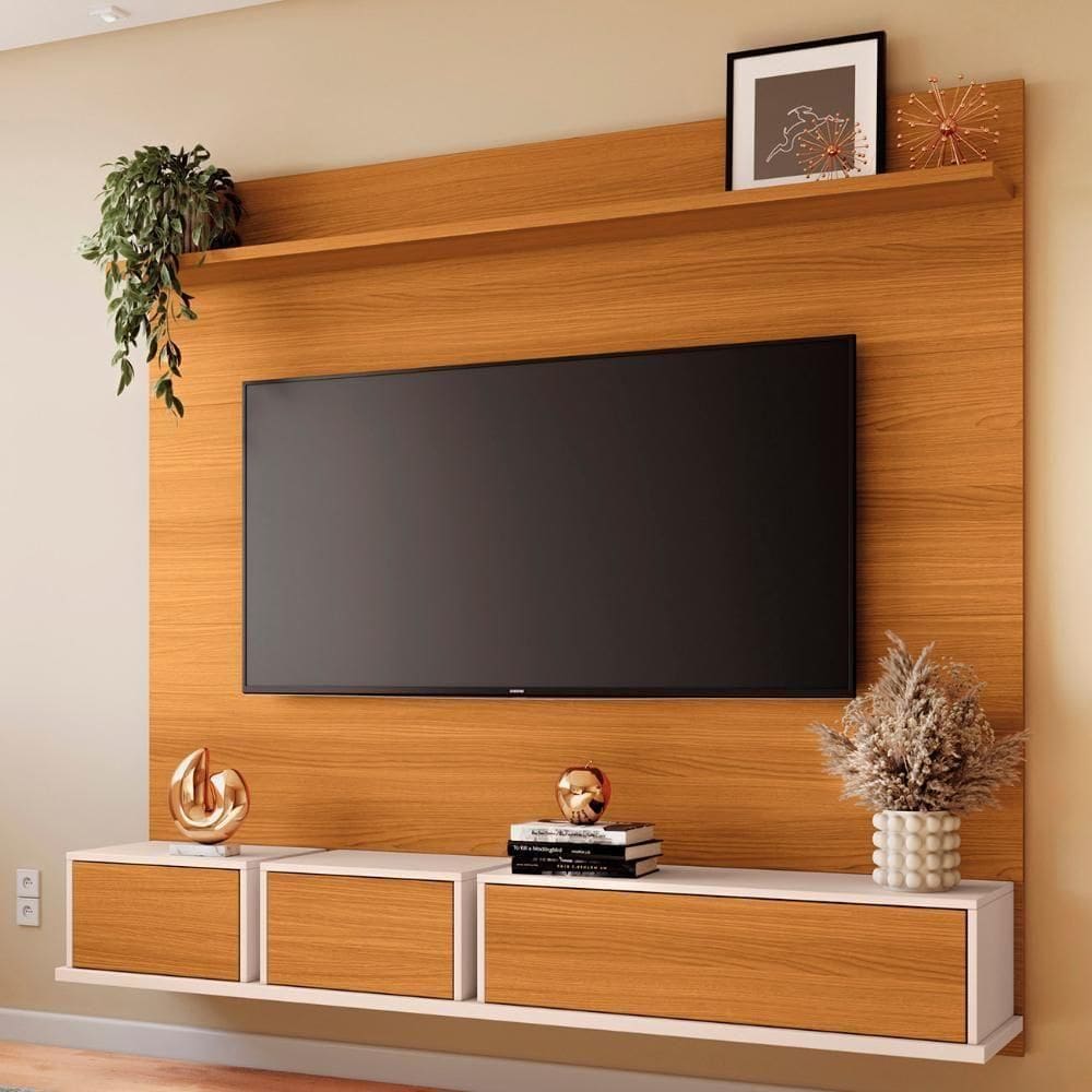 Painel 70 Pol 180cm Bancada Suspensa Max Off/cinamomo - Hb Móveis