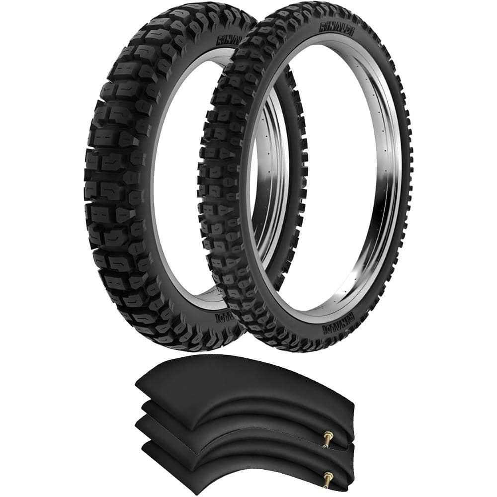 Kit Pneu Bros 150 Xre 190 110/90-17 + 90/90-19 Rt36 Rinaldi + Camara