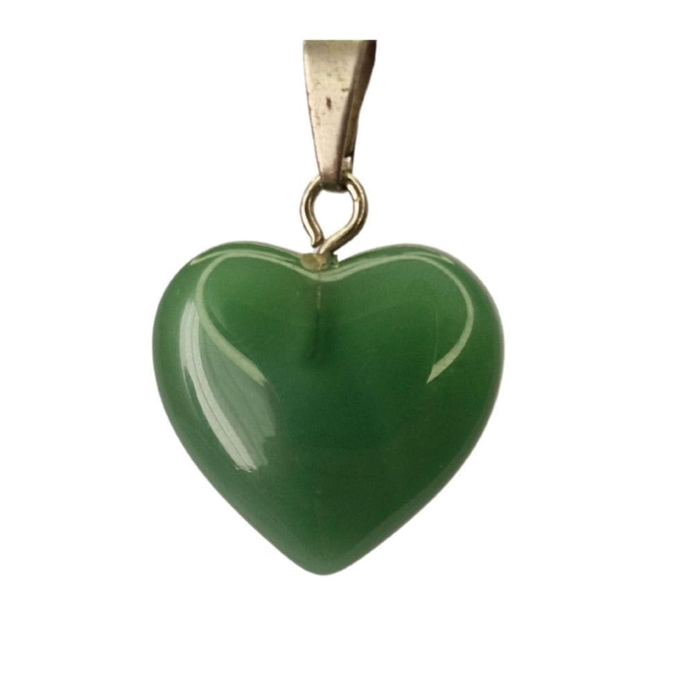 Pingente De Pedra Quartzo Verde Coração Natural