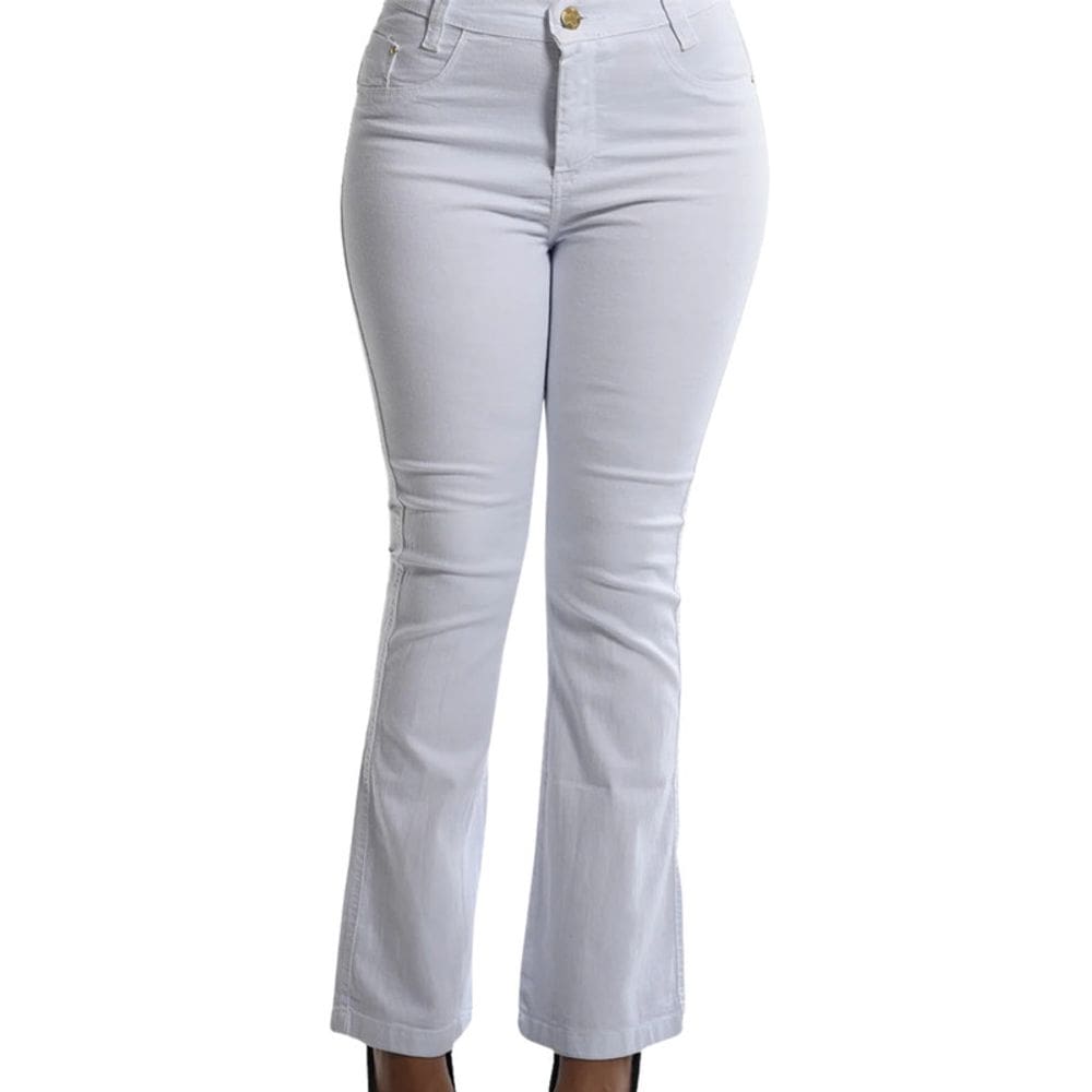 Calça Jeans Feminina Flare Branco