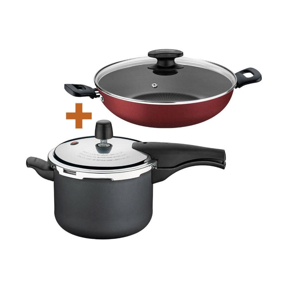 Panela Pressão 4,5 Grafite + Panela Wok 28Cm Tramontina