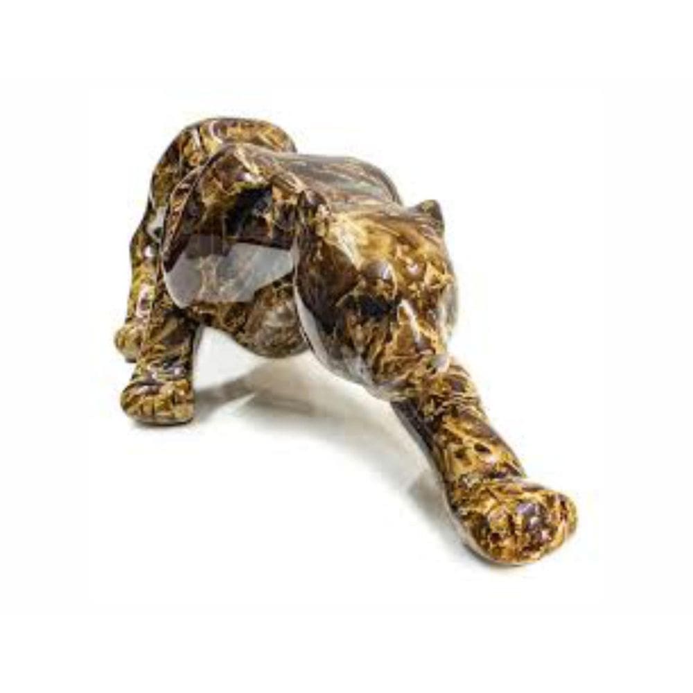 Pantera Marrom Escultura Decorativa Cerâmica 36Cm