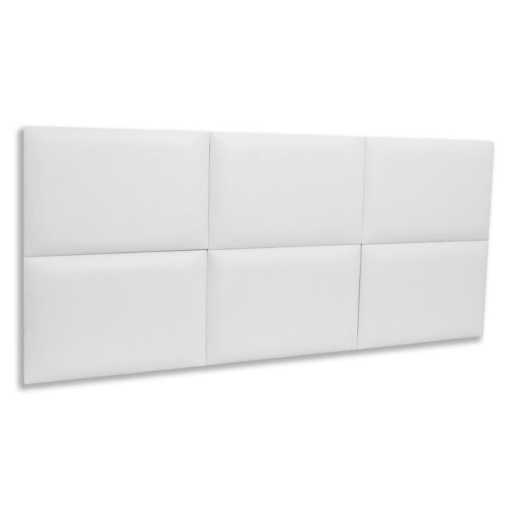Cabeceira Casal Kit 6 Placas Modelo Retangular - Courino Branco