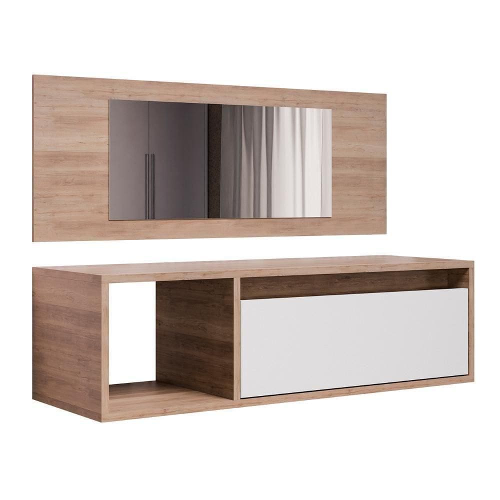 Penteadeira Camarim Suspensa 1 Porta Elle Z34 Freijó Branco - Mpozenato