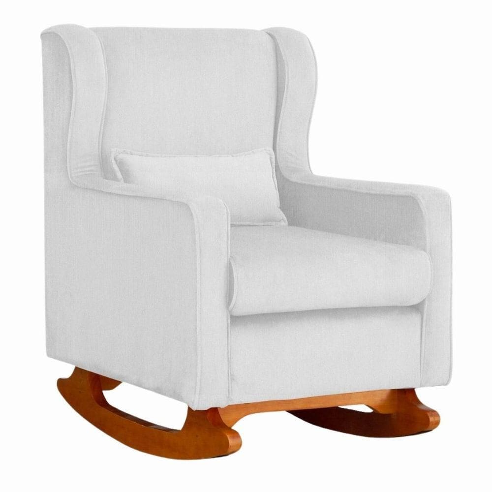 Poltrona De Descanso Com Balanço E Amamentar Paloma Suede Branco