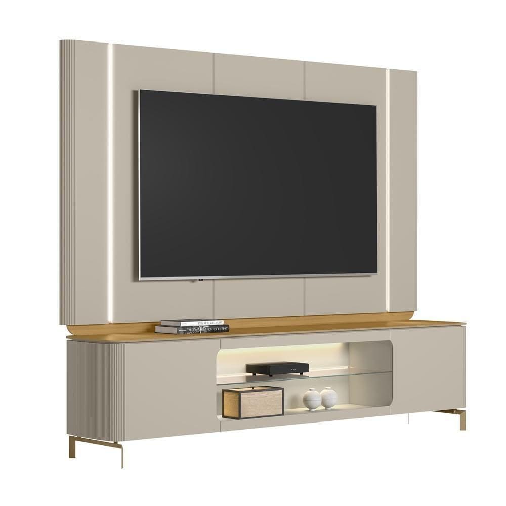 Painel 75 Pol E Rack 239cm Com Led Martan Tauari/off L06 - Mpozenato