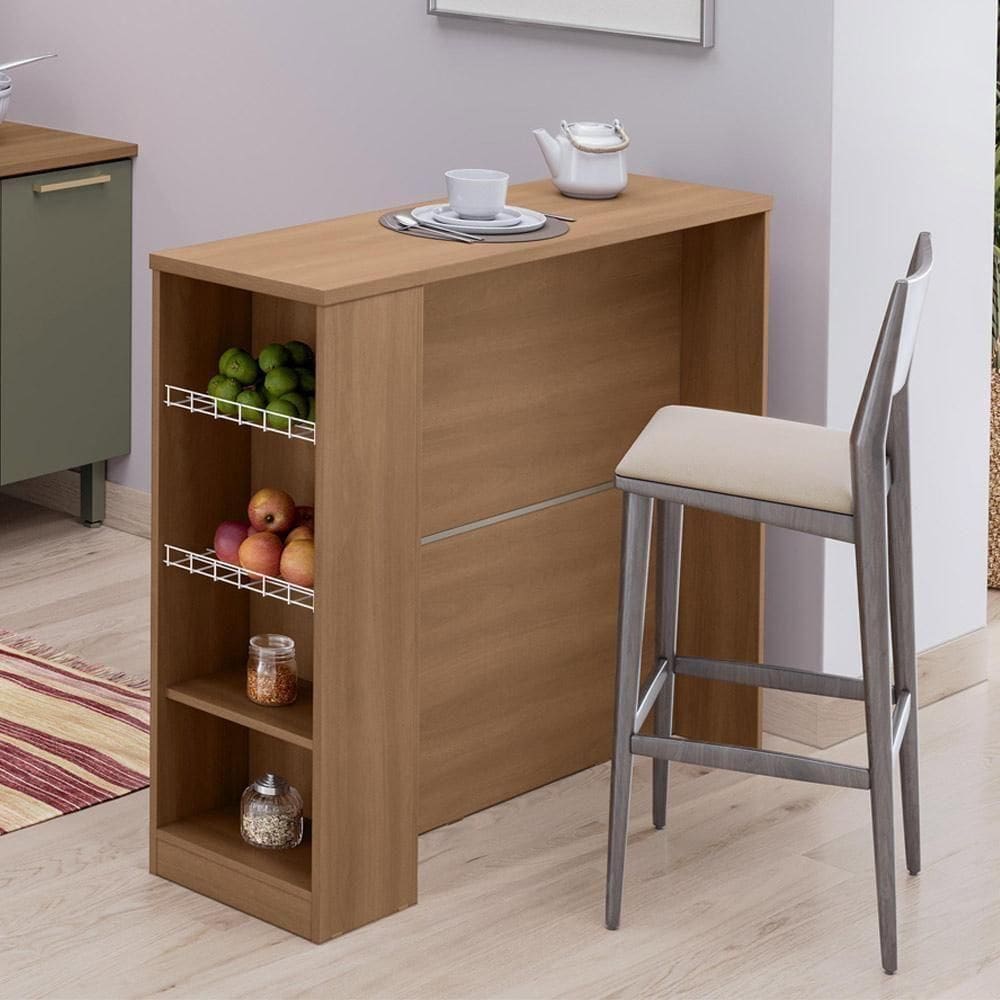 Bancada Ilha Para Cozinha Telasul 120 Cm Freijo Com Fruteira