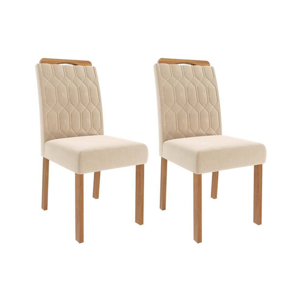 Conjunto Com 2 Cadeiras Paola Madeira/nude Cimol Móveis