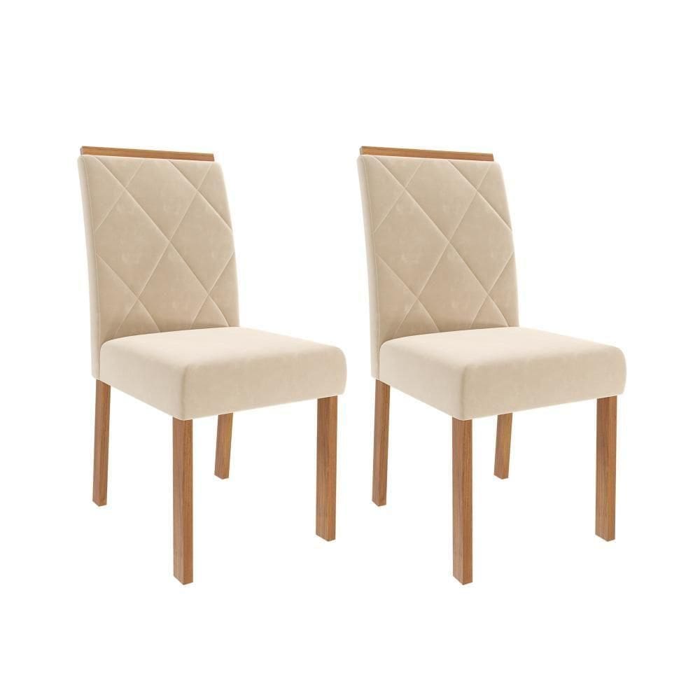 Conjunto 2 Cadeiras Fernanda Madeira/nude Cimol Móveis