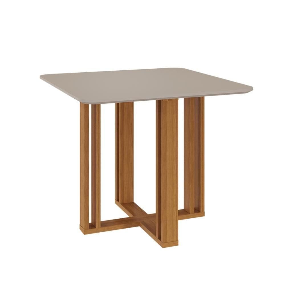 Mesa De Jantar Quadrada Com 4 Lugares Flora Nature/off White Cimol Móveis