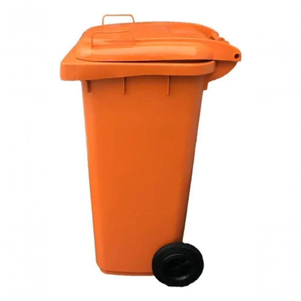 Lixeira Container Com Roda 120 Litros Laranja Jsn