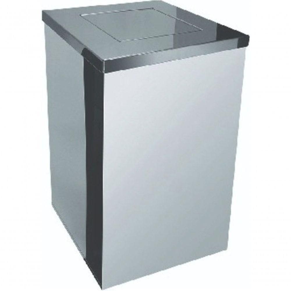 Lixeira Quadrada Em Aço Inox Com Tampa Vai-vem 50 L
