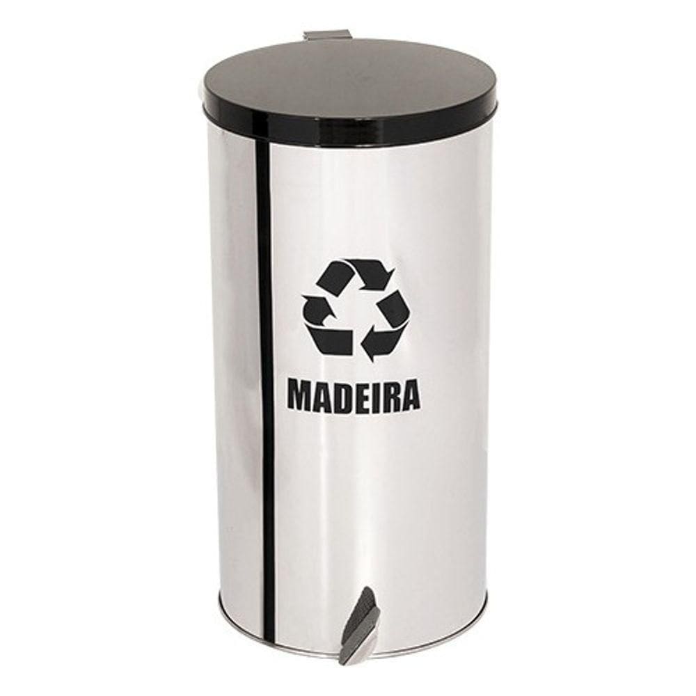 Lixeira Pedal Coleta Seletiva De Aço Inox 30x60 50l