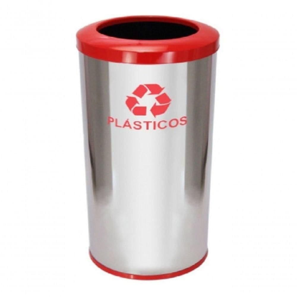 Lixeira Em Aço Inox 30x70cm Com Aro Plastico 50l