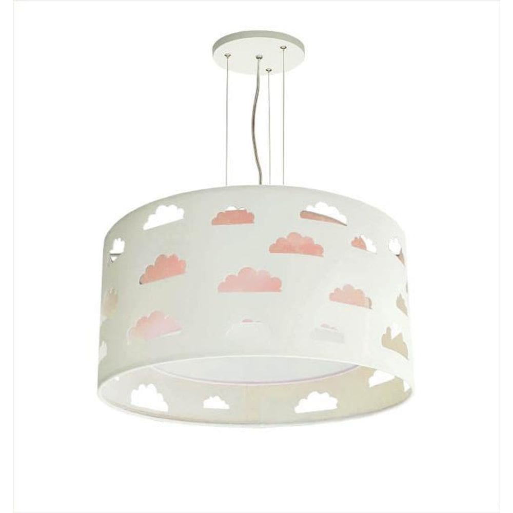 Lustre Infantil Nuvens  Recorte Rosa 30X16