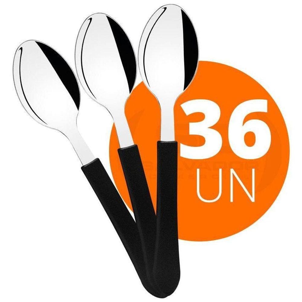 36 Colheres Sopa Leme Inox Preto Cpbag - Tramontina 23183400