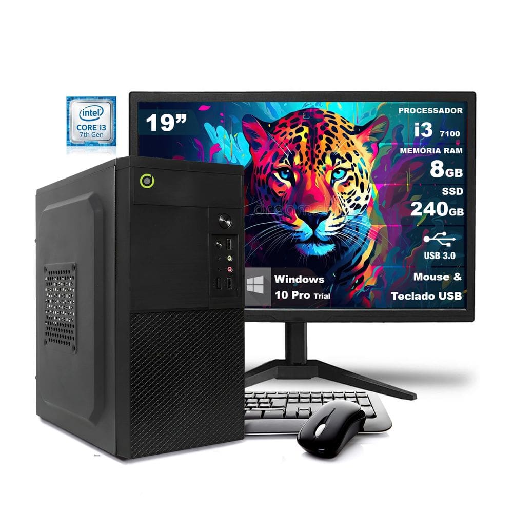 Computador On Corp Completo i3 8GB RAM 240GB SSD Win10 Monitor 19