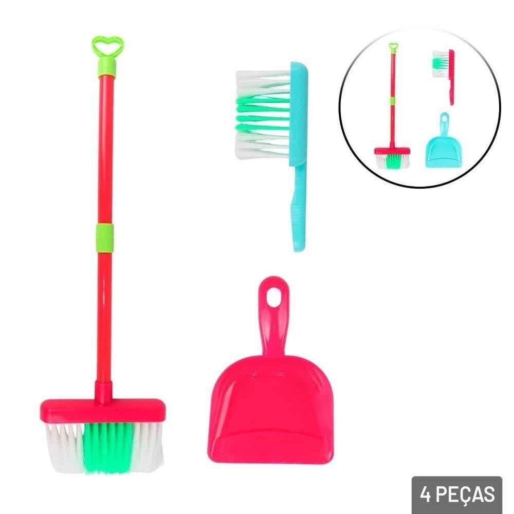 KIT Limpeza Infantil de Plástico 04 Peças Color - Tudo em Caixa
