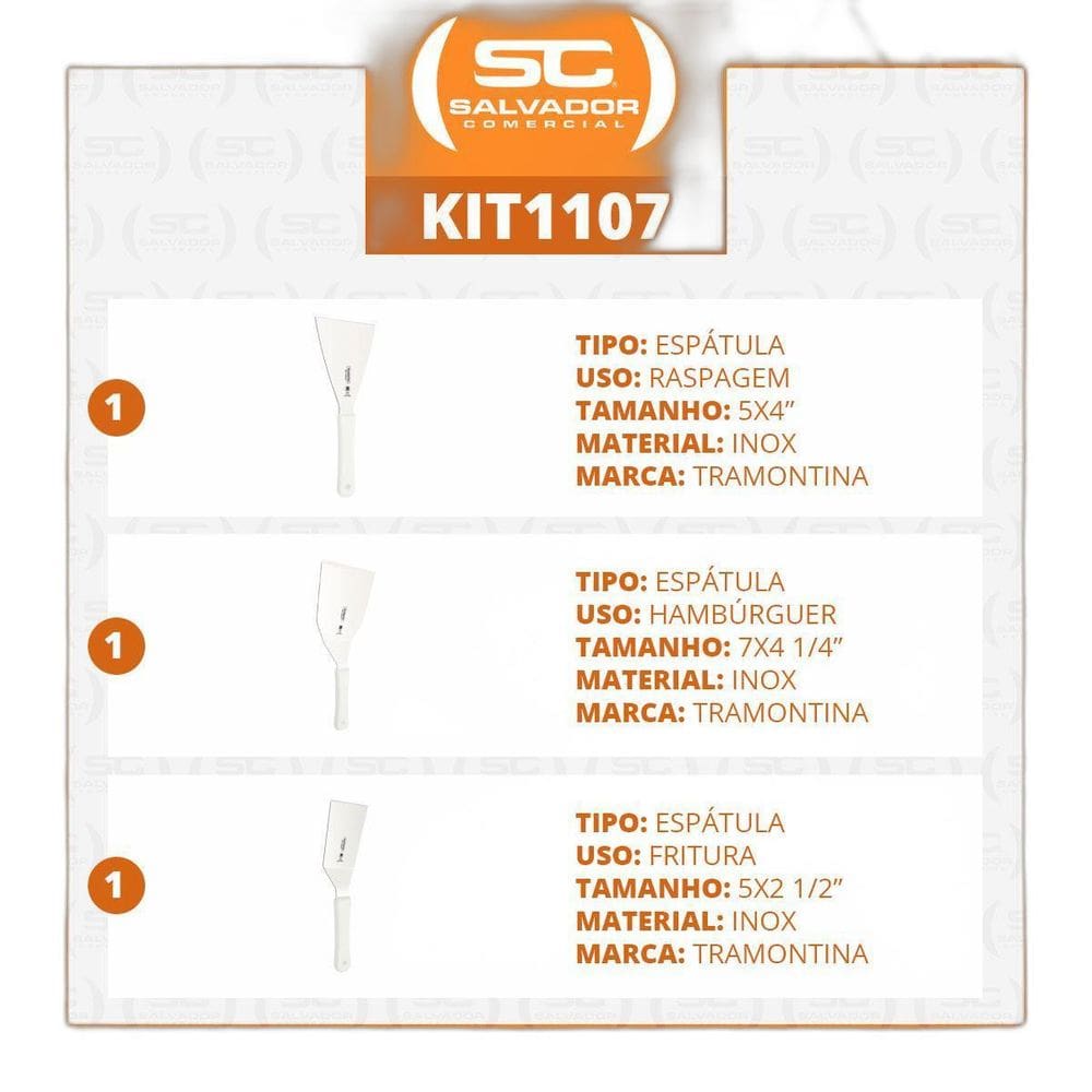 Conjunto Espátulas Inox Profissionais Lanches Tramontina