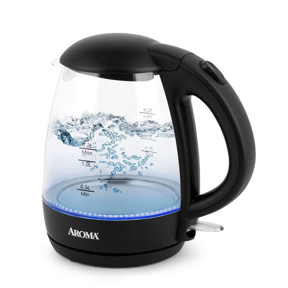 Chaleira elétrica AROMA AWK-151B 1,2 l/5 xícaras de vidro preta
