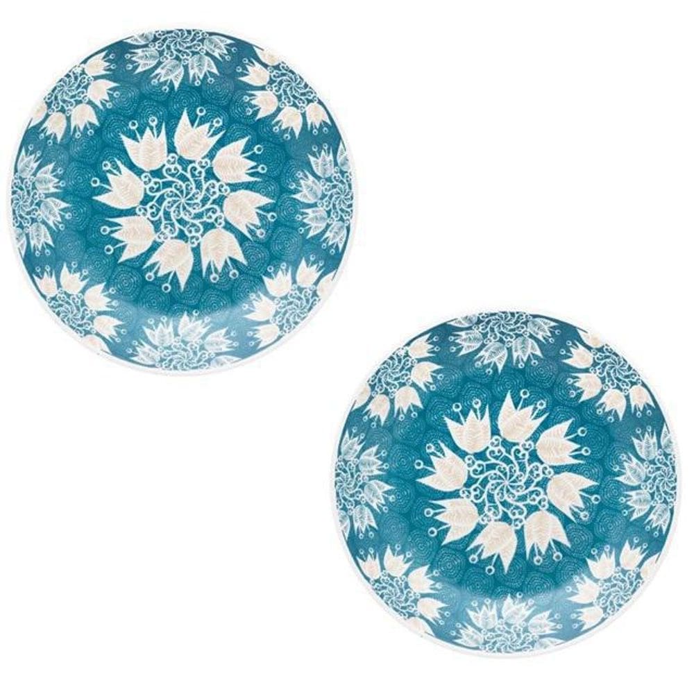 Kit 2 Pratos Sobremesas De Porcelana 21Cm Coup Etnia Oxford