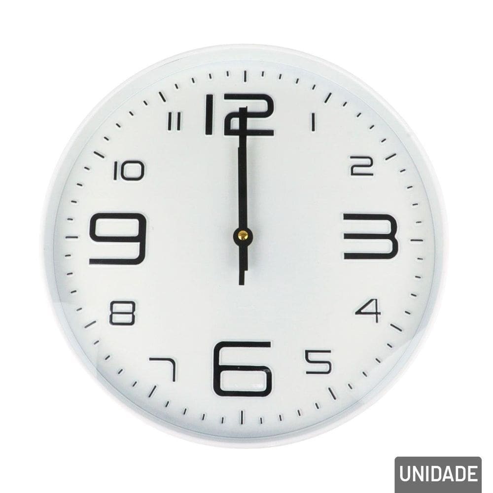 Relógio Analógico de Parede 29cm Redondo Branco - Tudo em Caixa