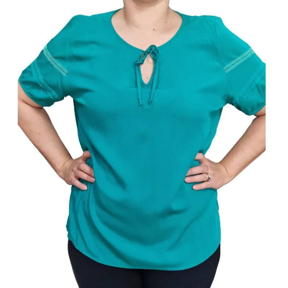Blusa Feminina MC Detalhada Verde Plus Size R & C