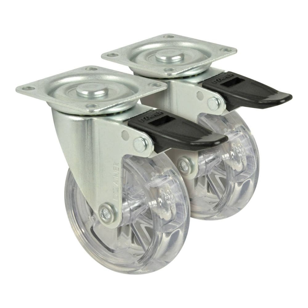 Kit Rodízio CA75 PU Transparente com Trava   silicone  